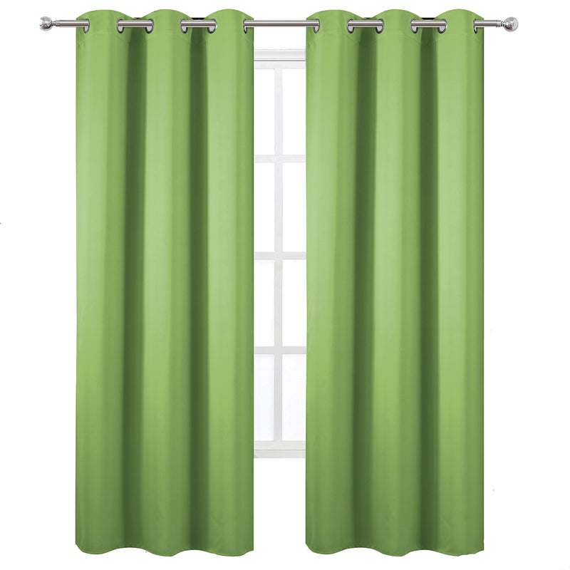 LEMOMO Light Green Blackout Curtains/42 x 84 Inch/Set of Two Panels Grommet Bedroom Curtains - Image 2